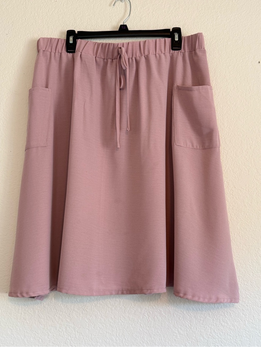 SHEIN Dusty Rose Drawstring Midi Skirt with Pockets